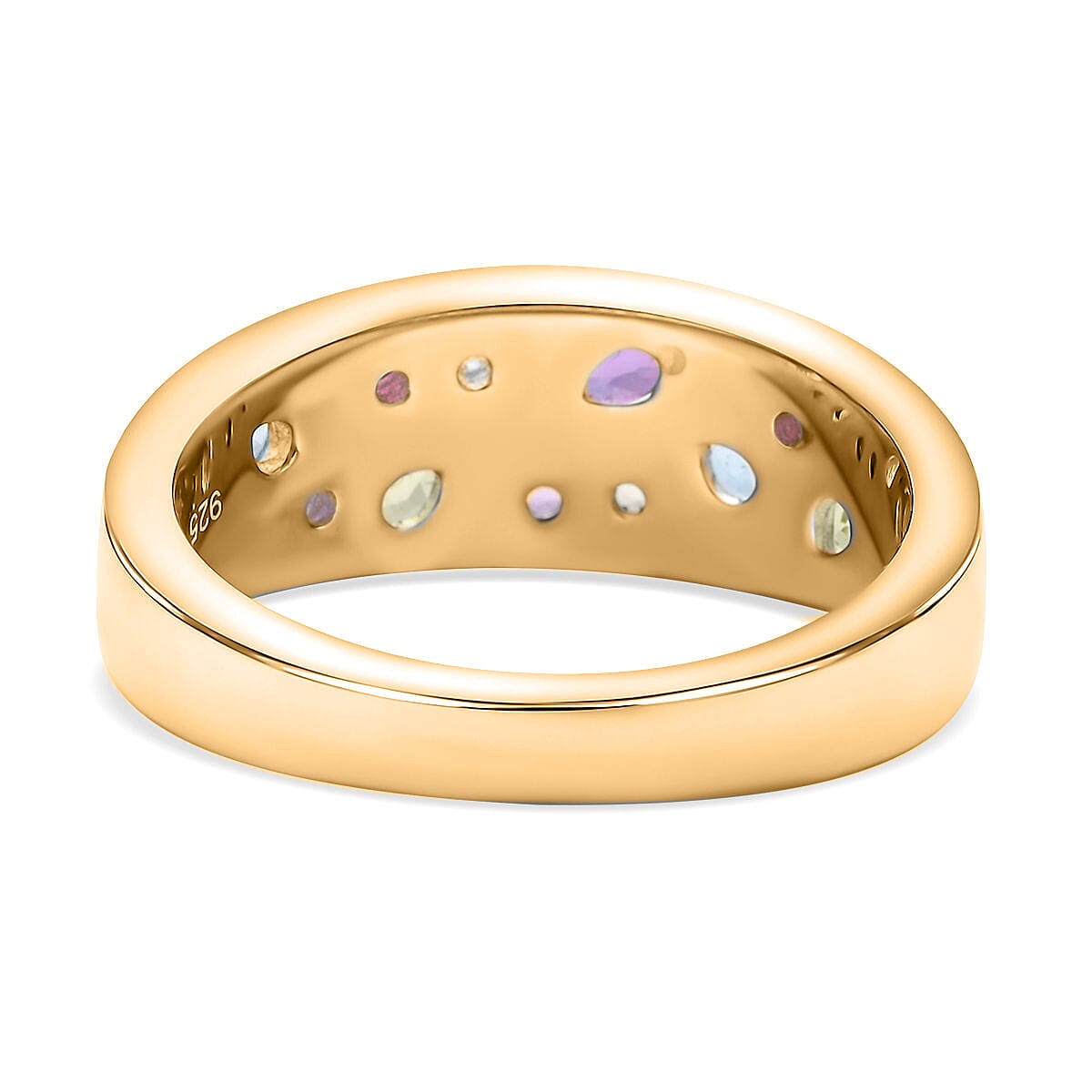 RACHEL GALLEY Amethyst and Multigemstones Ring in 18K Vermeil Yellow Gold Plated Sterling Silver 1.16 Ct, Silver Wt. 5.80 Gms