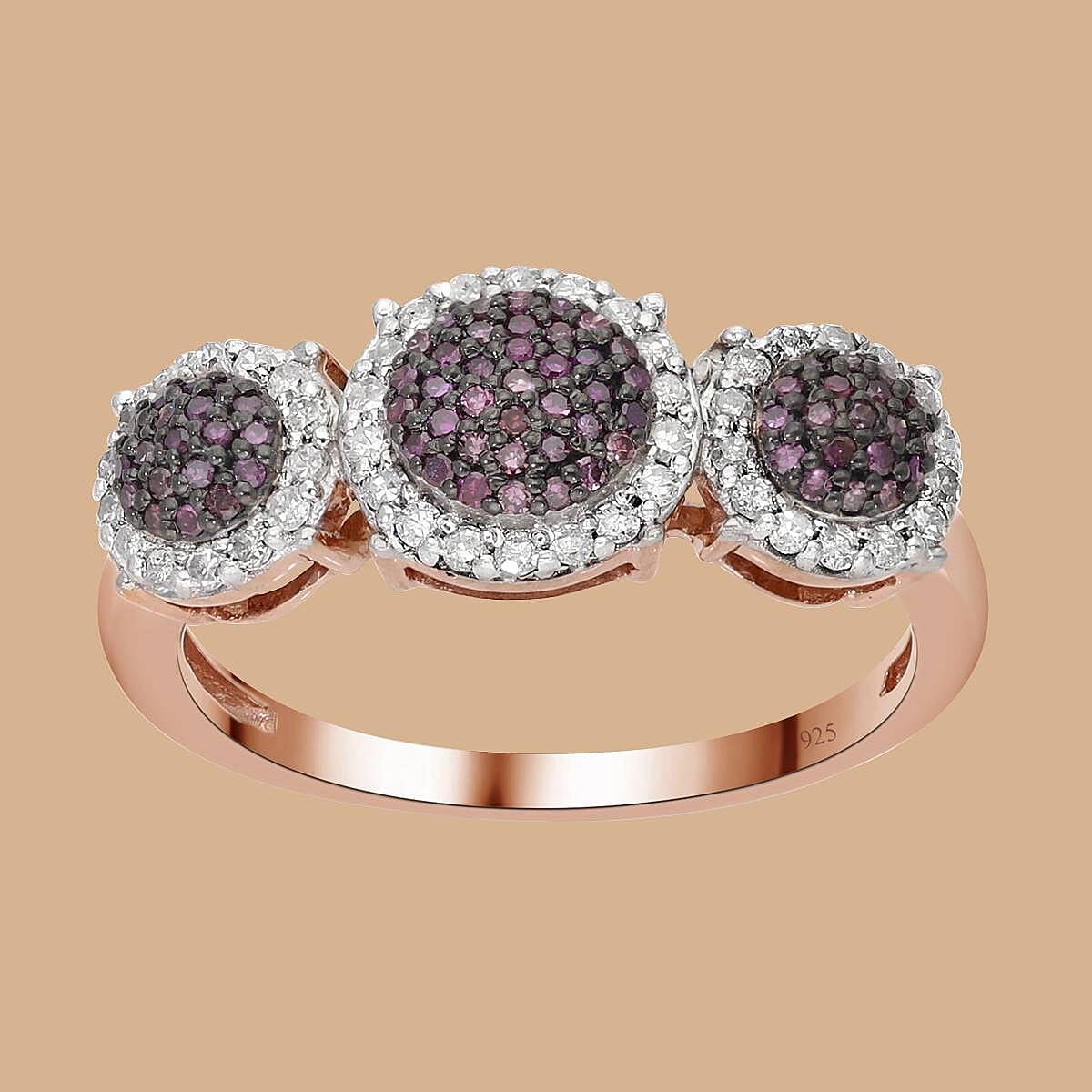 9K Rose Gold Purple and White Diamond Ring 0.50 Ct.
