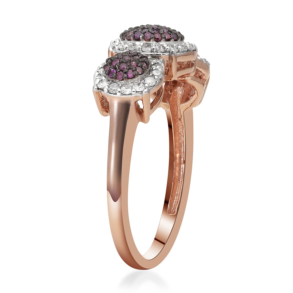 9K Rose Gold Purple and White Diamond Ring 0.50 Ct.