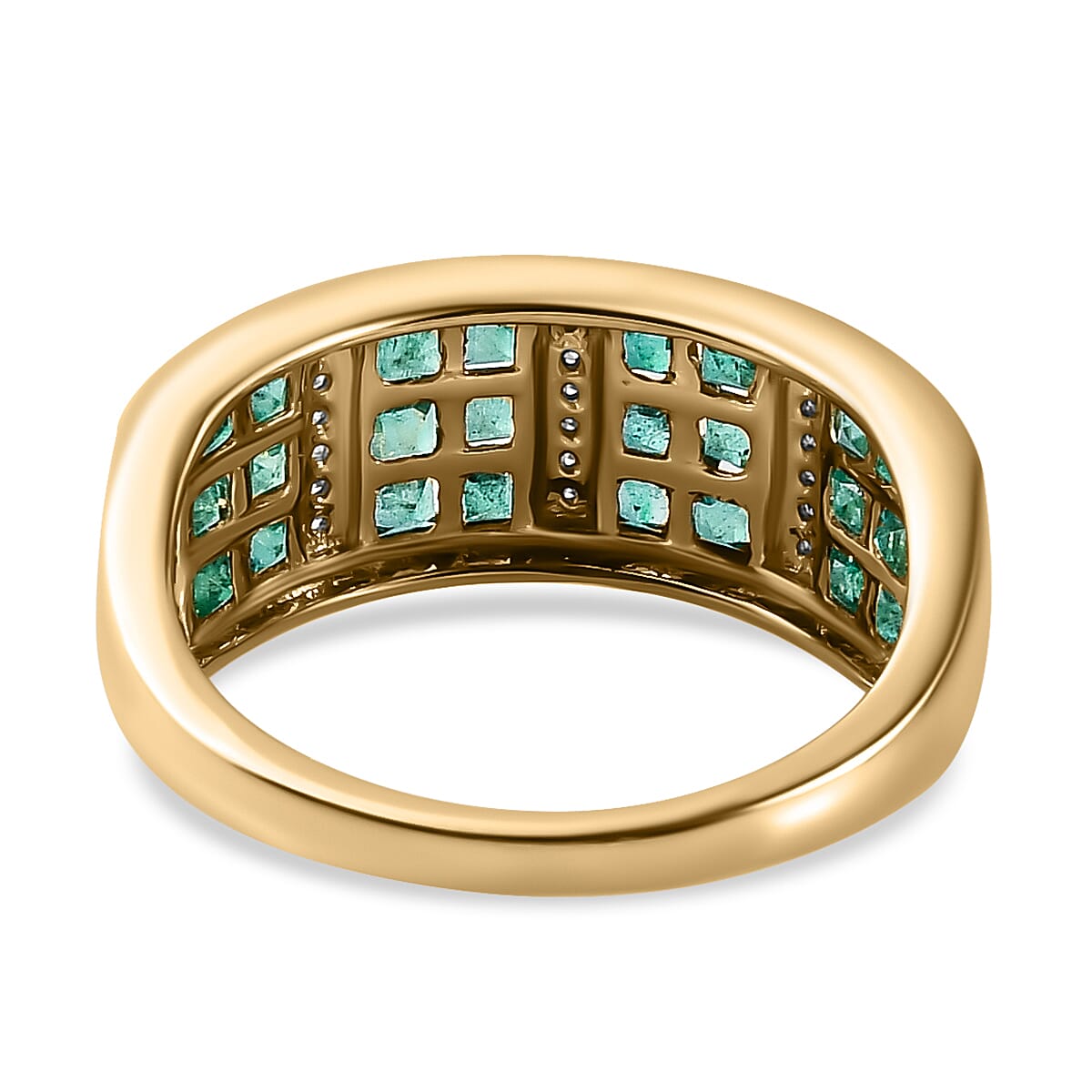 9K Yellow Gold AA Colombian Emerald and Diamond Ring 1.21 Ct.