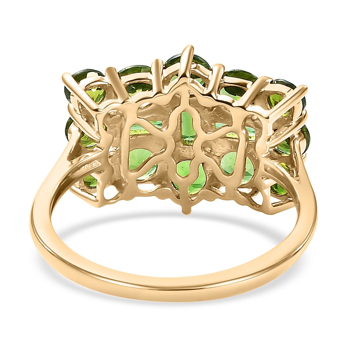 9K Yellow Gold Premium Green Tourmaline Boat Ring 2.11 Ct.