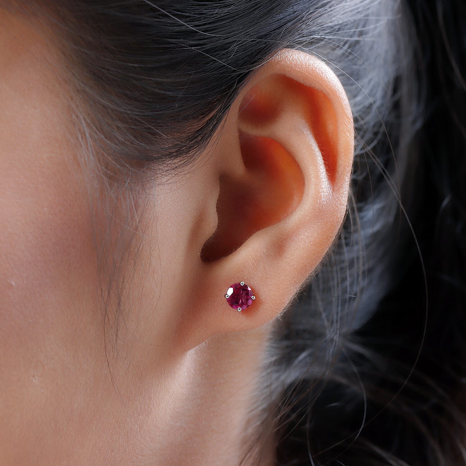 950 Platinum AAAA Rubellite Stud Earrings 1.57 Ct.