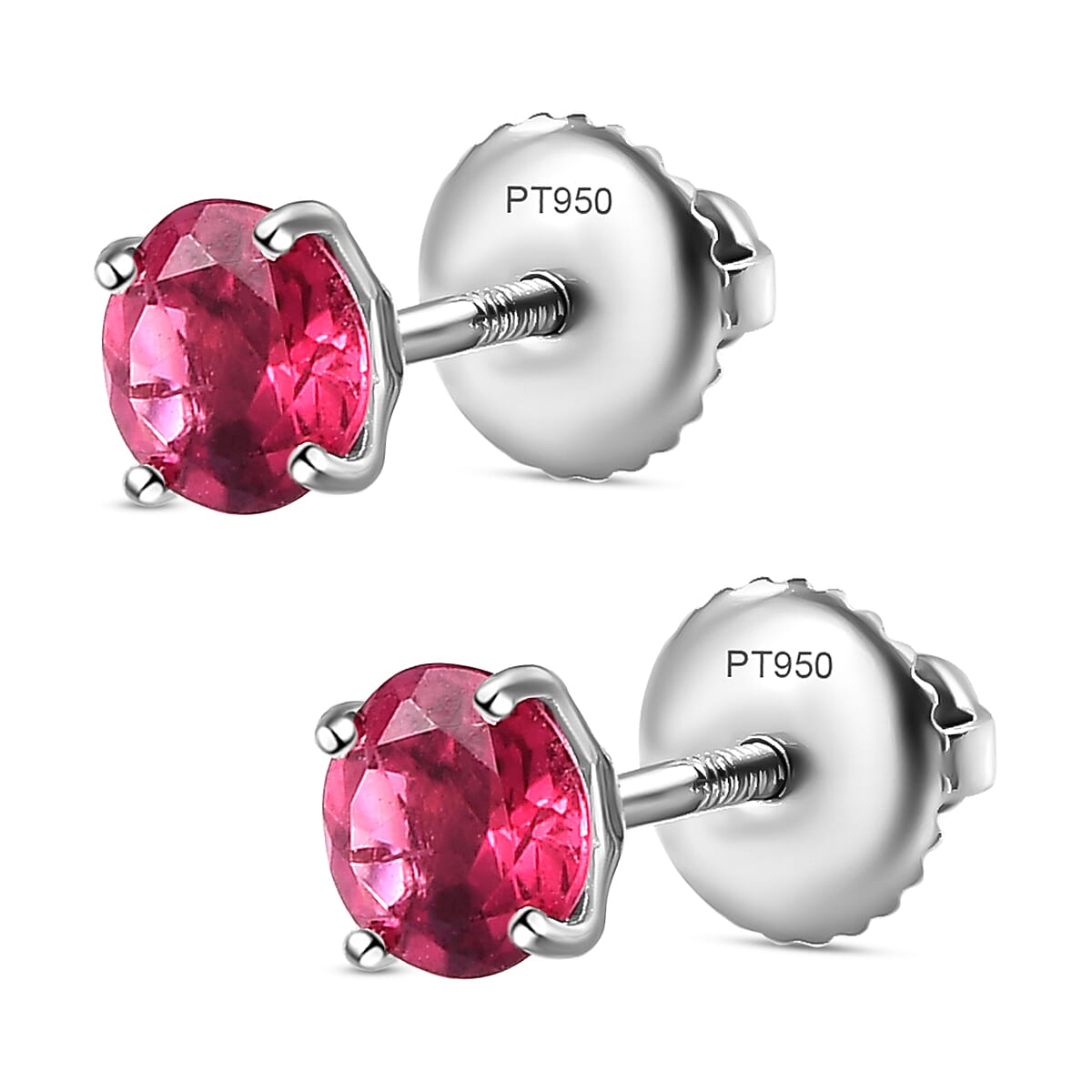 950 Platinum AAAA Rubellite Stud Earrings 1.57 Ct.