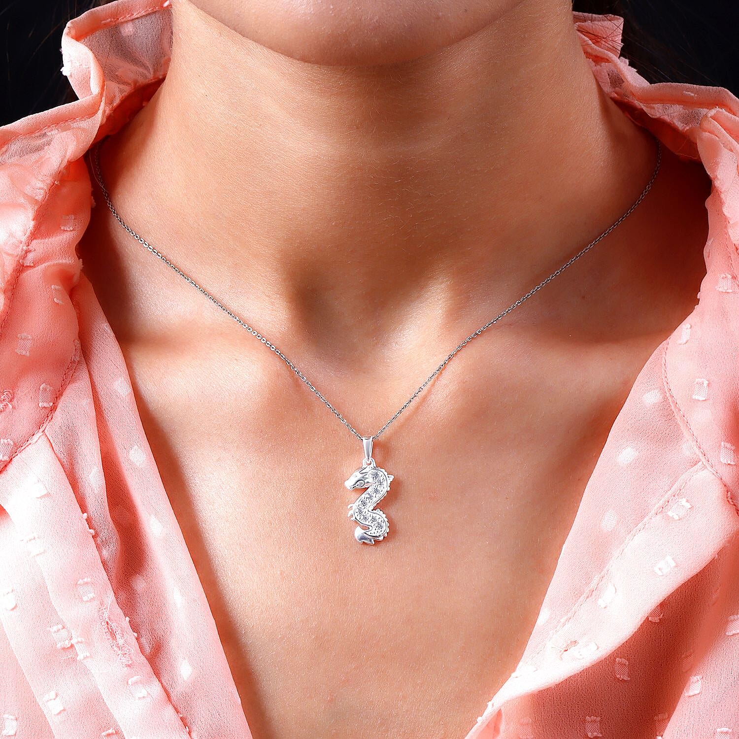 ELANZA Simulated Diamond Dragon Pendant in Sterling Silver