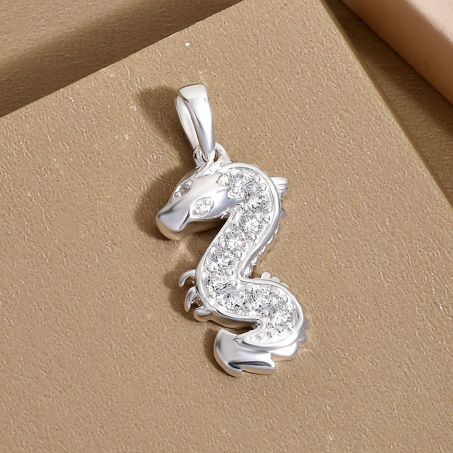 ELANZA Simulated Diamond Dragon Pendant in Sterling Silver