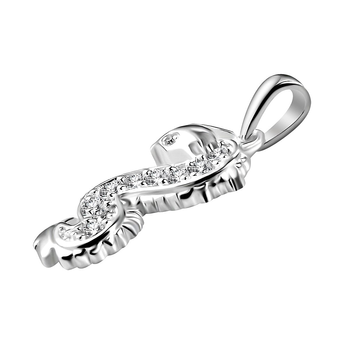 ELANZA Simulated Diamond Dragon Pendant in Sterling Silver