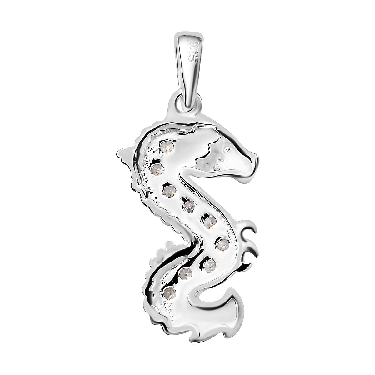 ELANZA Simulated Diamond Dragon Pendant in Sterling Silver