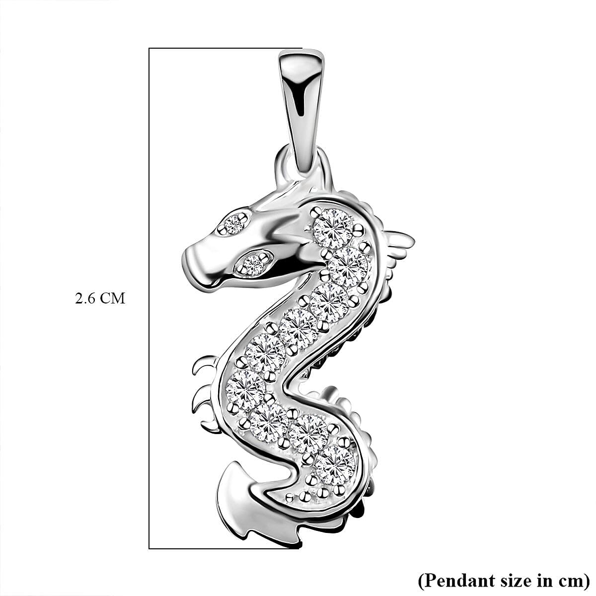 ELANZA Simulated Diamond Dragon Pendant in Sterling Silver