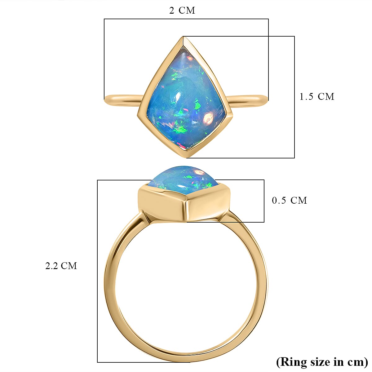 9K Yellow Gold Ethiopian Welo Opal Ring 1.85 Ct.