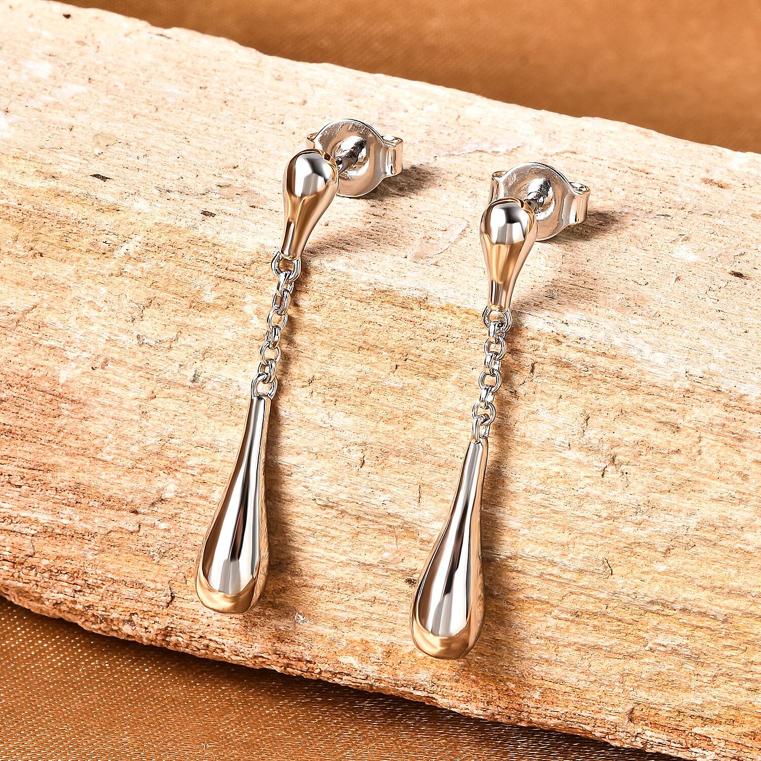 LucyQ Drip Collection - Rhodium Overlay Sterling Silver Dangling Earrings (With Push Back)