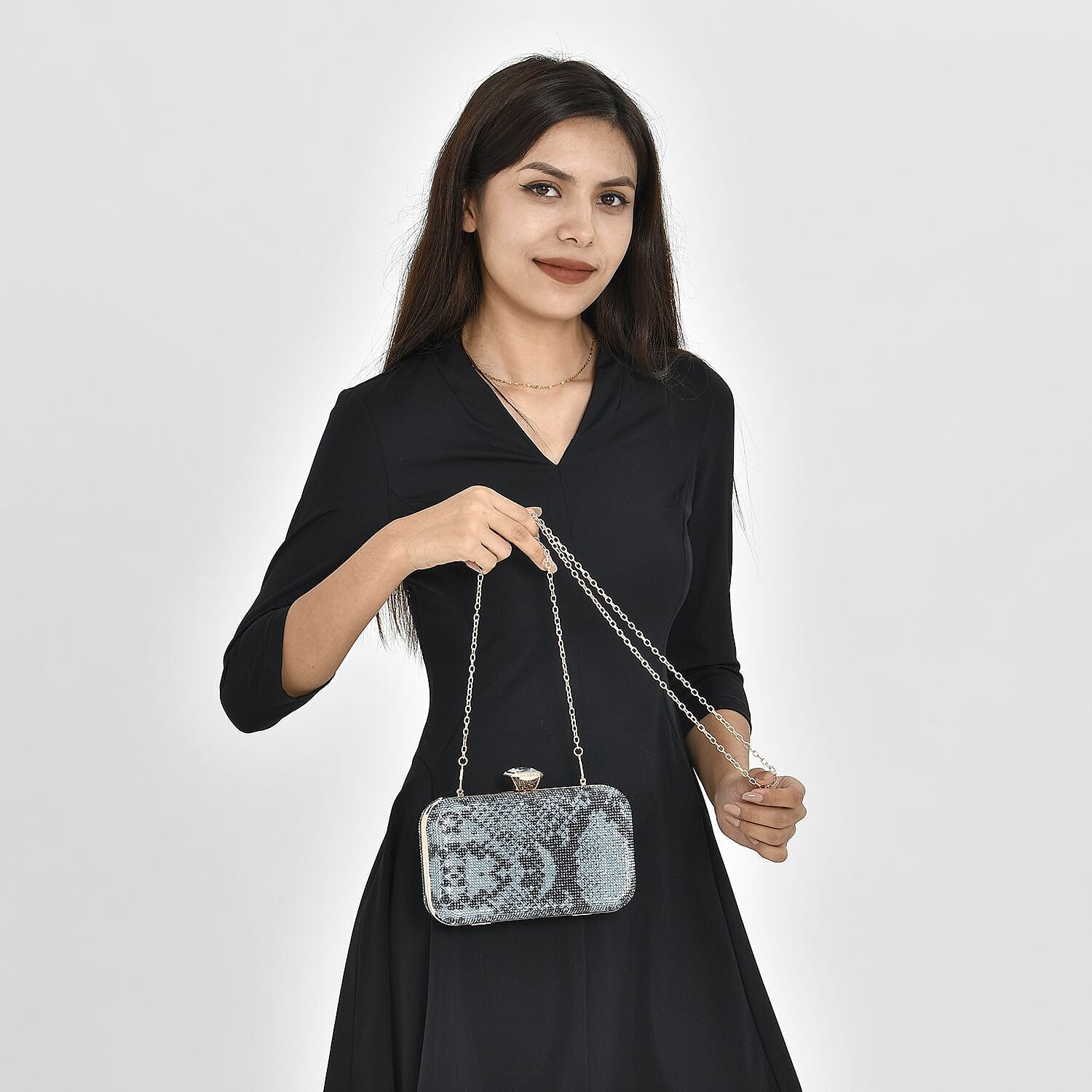 Iron Snake Clutch (Size 20x4x12 cm) - Blue & Black