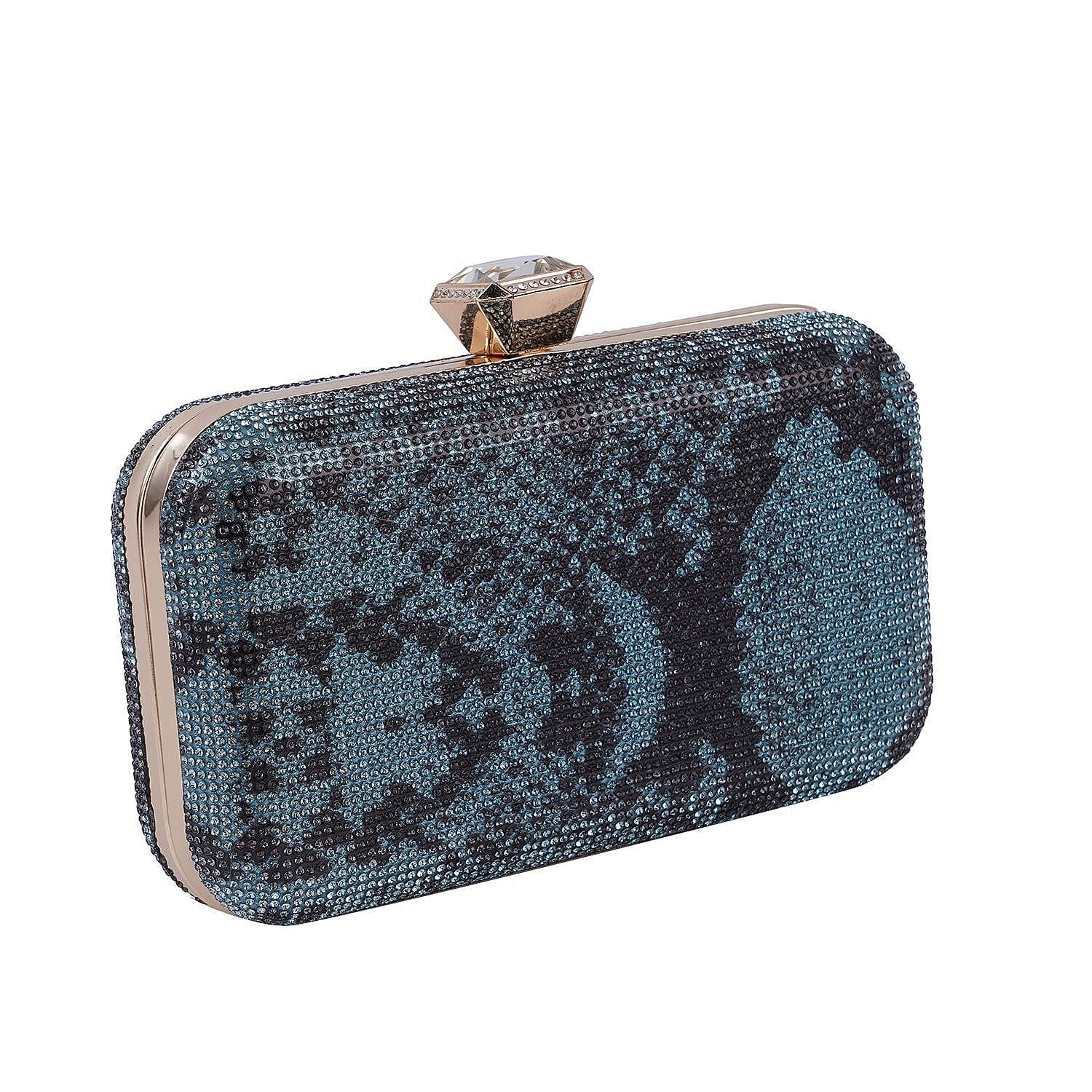Iron Snake Clutch (Size 20x4x12 cm) - Blue & Black