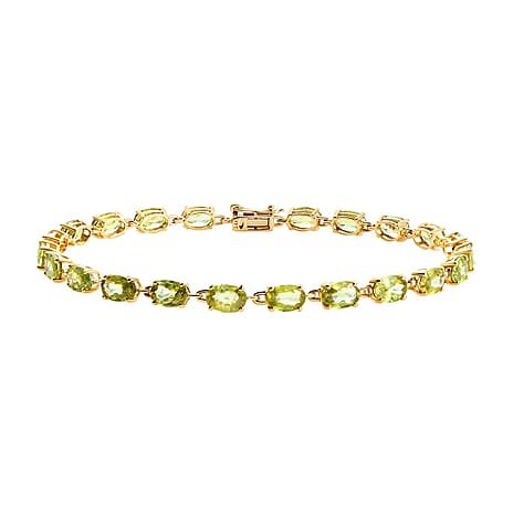 Closeout Deal - 14K Yellow Gold AAA Sphene Bracelet (Size - 7.5) 11.10 Ct.