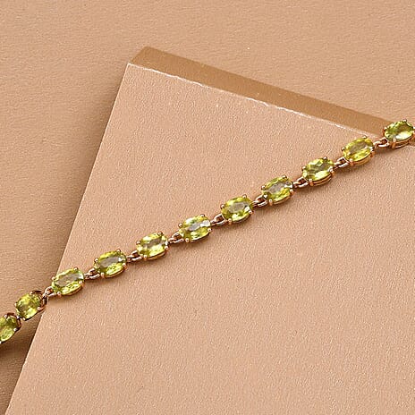 Closeout Deal - 14K Yellow Gold AAA Sphene Bracelet (Size - 7.5) 11.10 Ct.