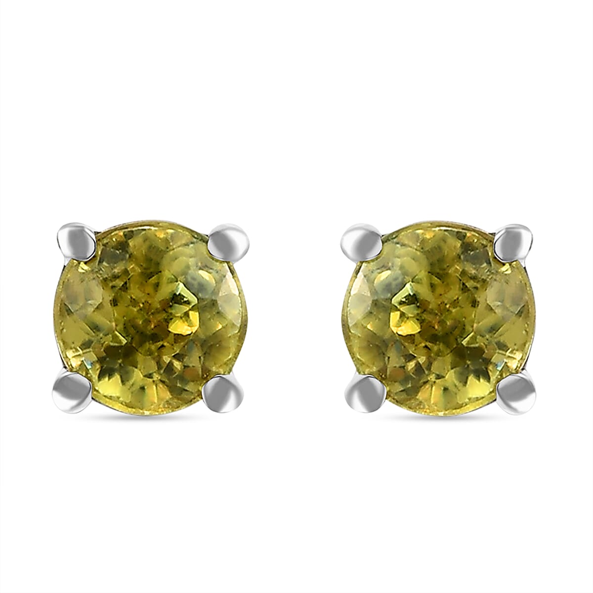 RHAPSODY 950 Platinum AAAA Sava Sphene Stud Earrings (with Screw Back) 1.00 Ct
