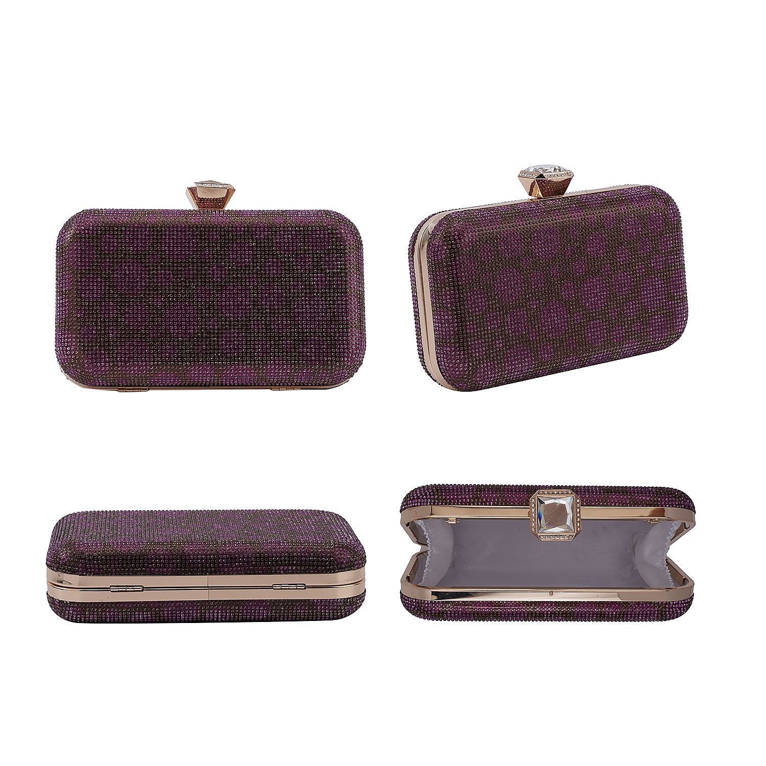 Iron Solid Clutch (Size 20x4x12 cm) - Coffee & Purple