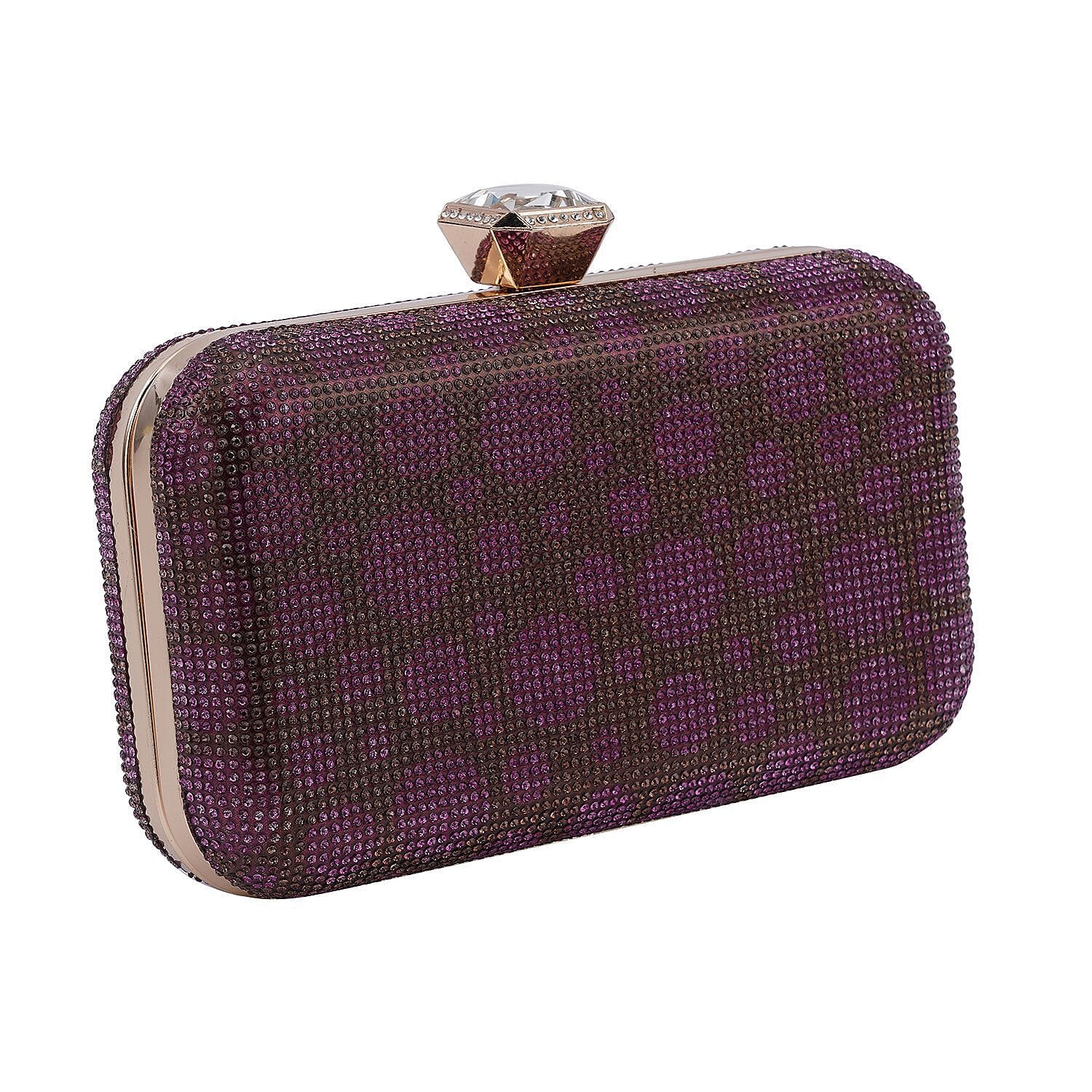 Iron Solid Clutch (Size 20x4x12 cm) - Coffee & Purple