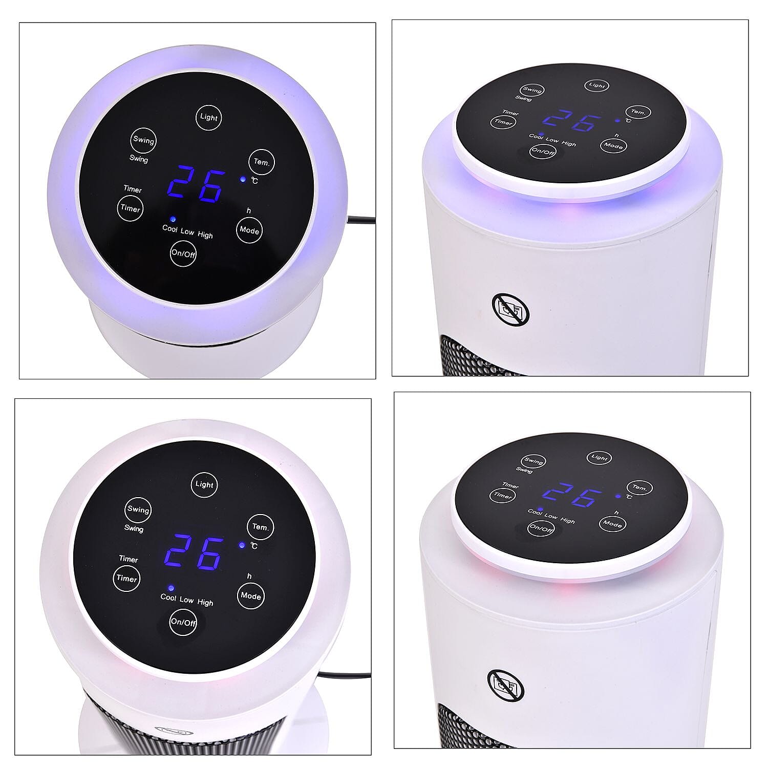 PTC Heater with Remote Control and Light Option (Size 62x22x22 Cm) - Black