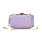 Crystal Decorative Clutch Bag with Long Chain Strap (Size 19x11x4 cm)  - Lilac