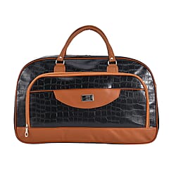 Passage PU Crocodile Travel Bag - Black & Brown
