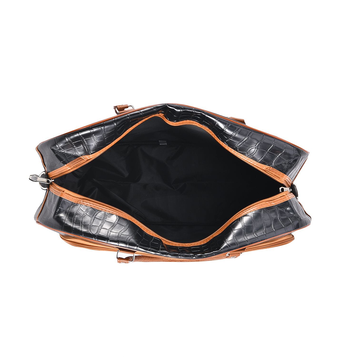 Passage PU Crocodile Travel Bag - Black & Brown
