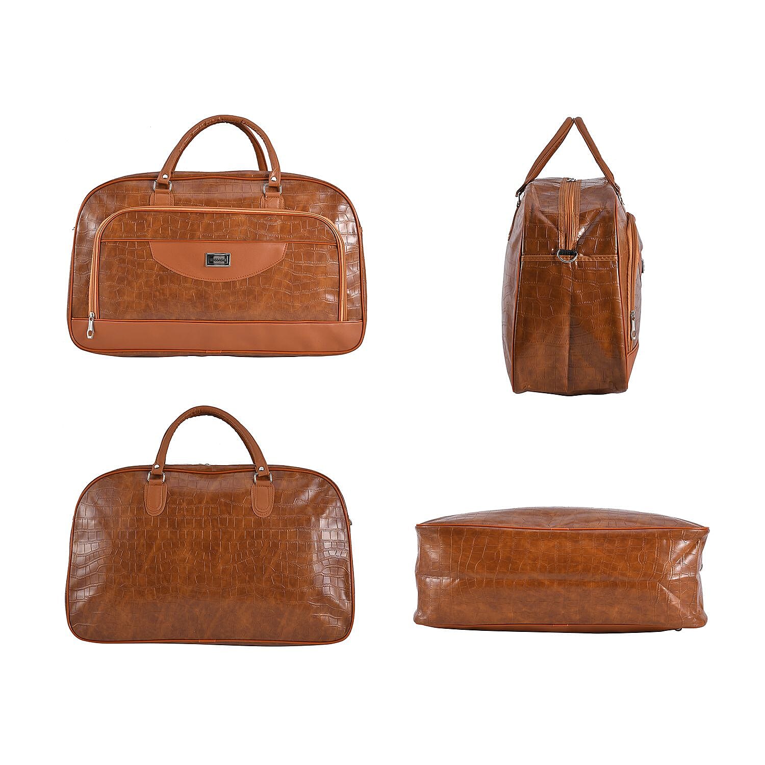 Passage PU Croc Pattern Travel Bag (Size 55x21x34 cm) - Tan - Brown