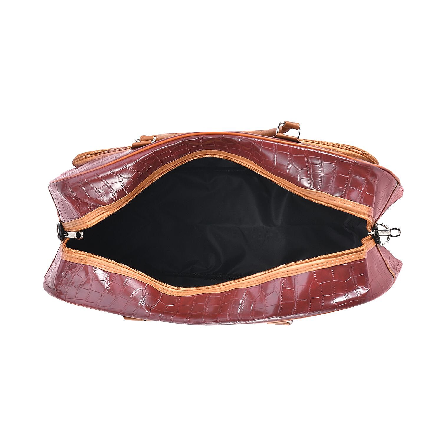 Passage Croc Pattern Travel Bag (Size 55x21x34 Cm) - Burgundy & Brown