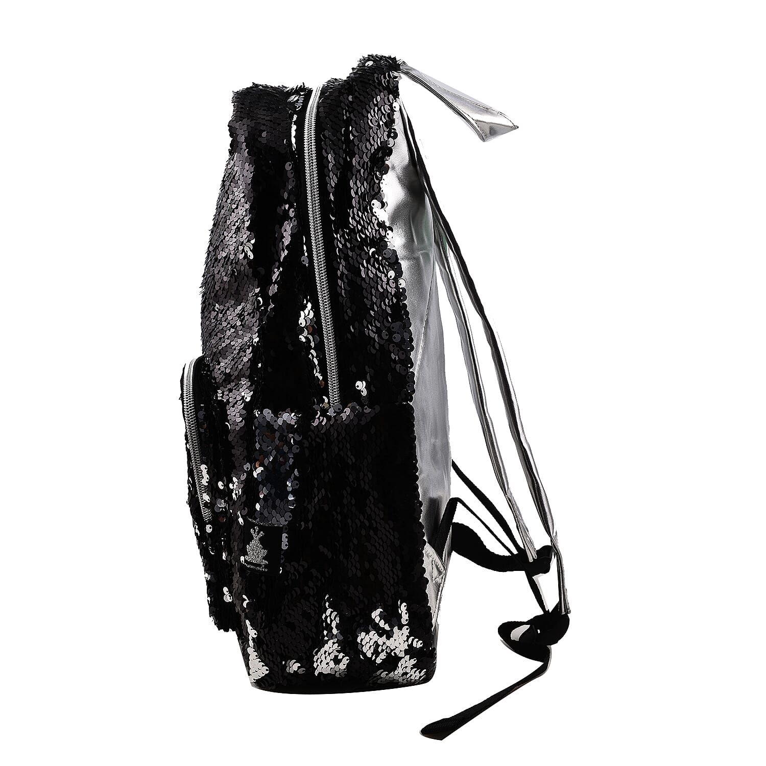 MAMALU Sequin Backpack with Zipper Closure (Size 30x38x9 cm) - Black