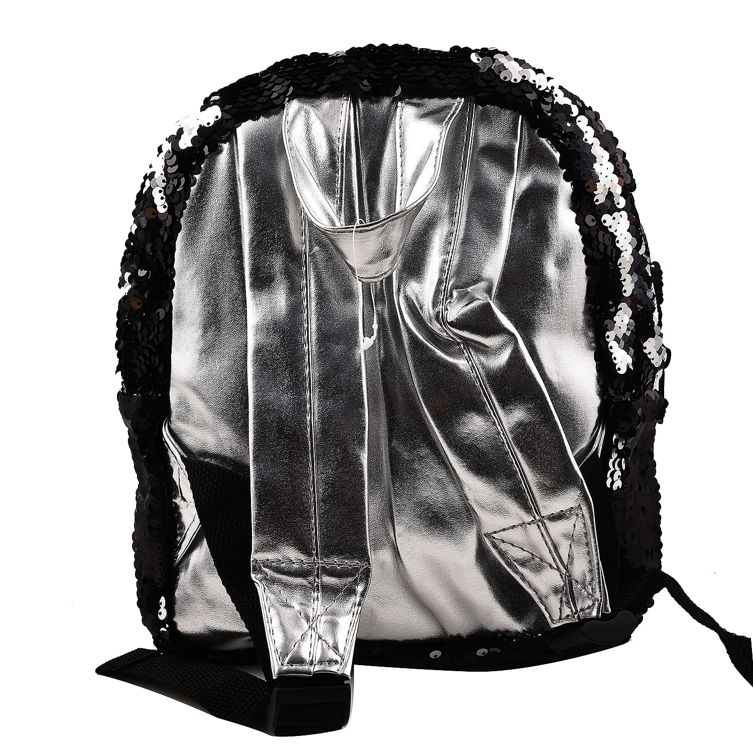 MAMALU Sequin Backpack with Zipper Closure (Size 23x22x8 cm) - Black