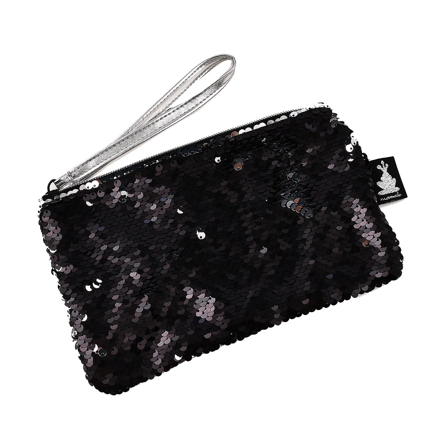MAMALU Sequin Cosmetic Case with Zipper Closure - Black