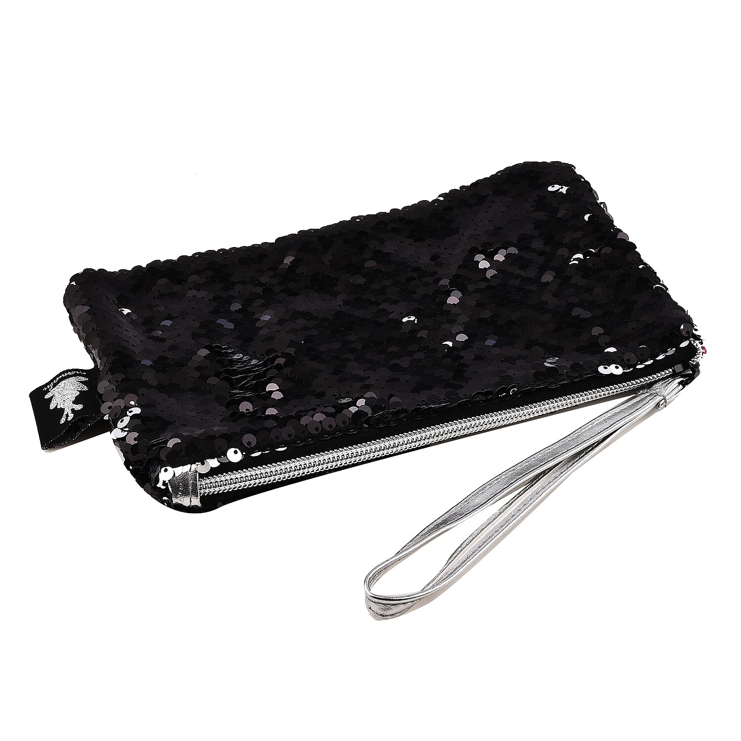 MAMALU Sequin Cosmetic Case with Zipper Closure - Black
