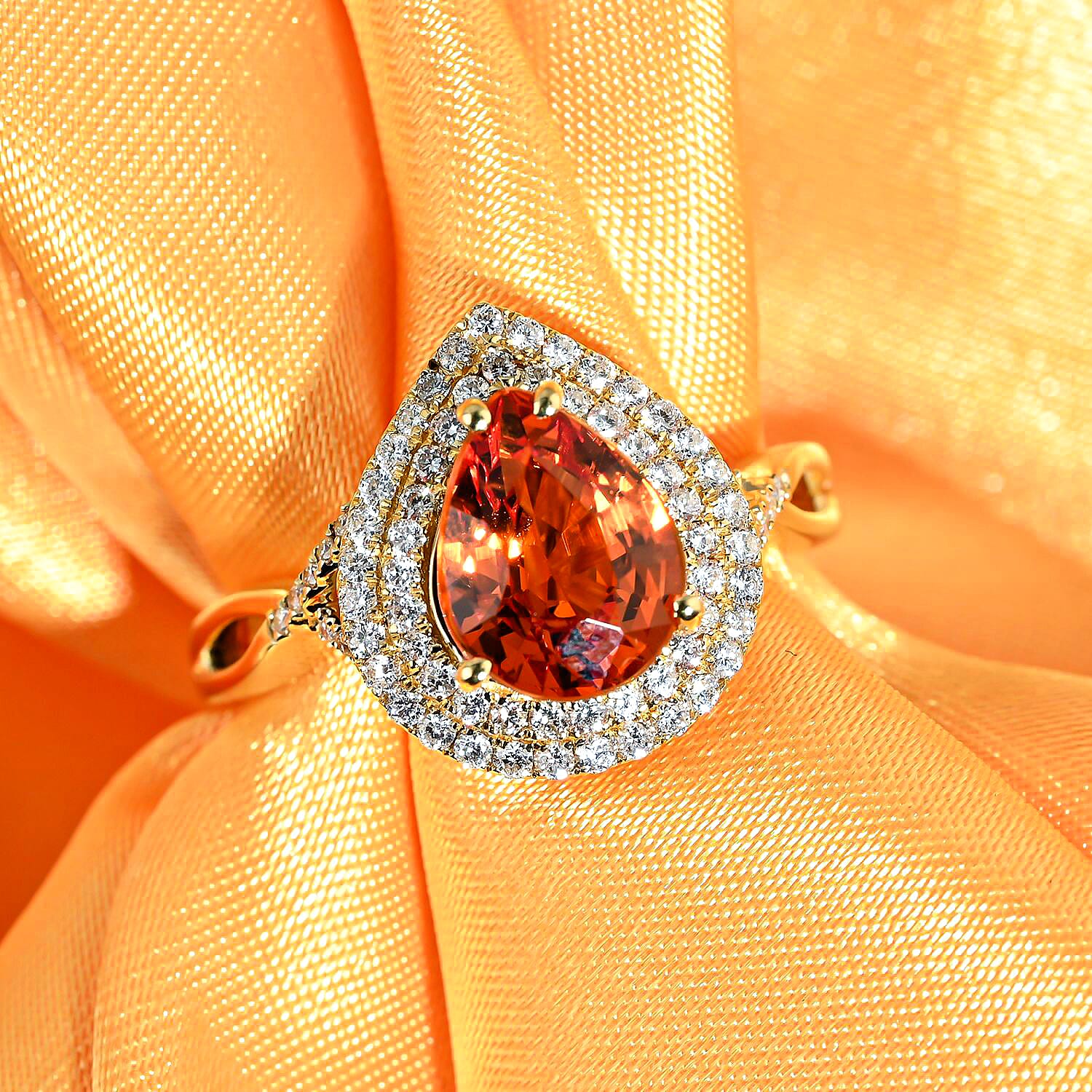 Certified and Appraised ILIANA 18K White Gold AAA Songea Sapphire and Diamond SI Ring 2.40 Ct