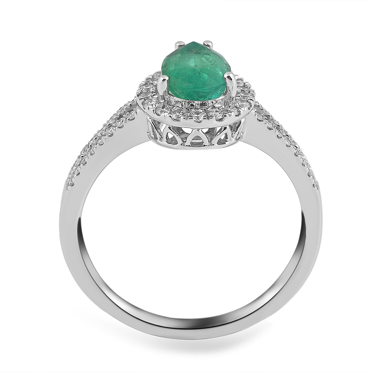 RHAPSODY 950 Platinum Diamond (VS-E-F) and AAAA Colombian Emerald Ring 1.65 Ct, Platinum Wt. 5.33 Gms