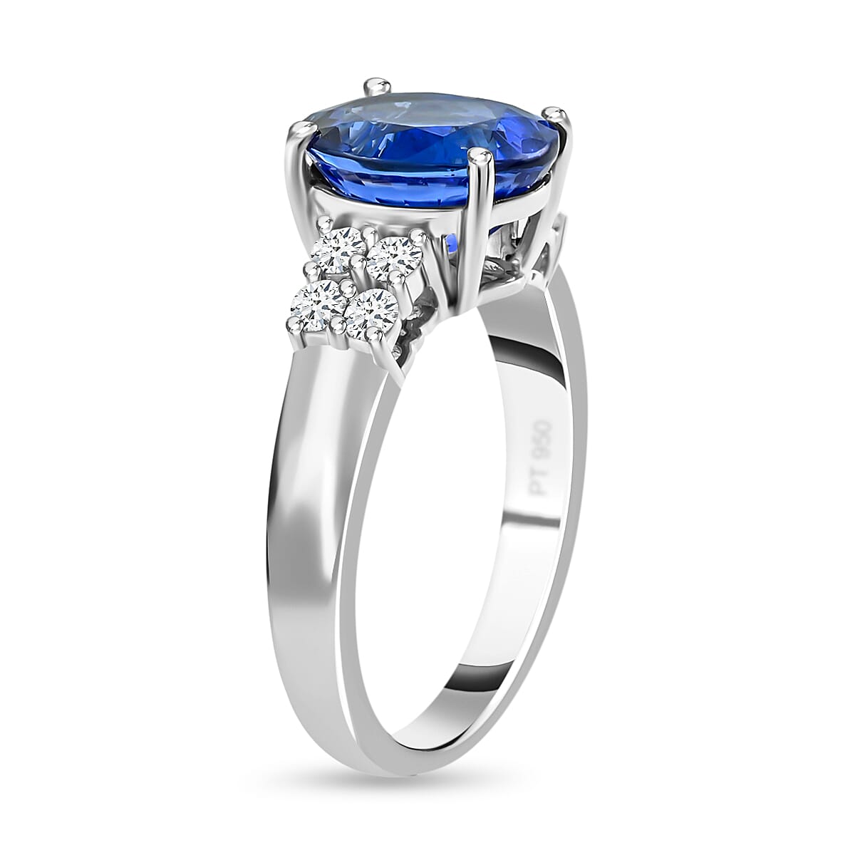 RHAPSODY 950 Platinum AAAA Tanzanite and Diamond (VS- E-F) Ring 4.80 Ct, Platinum Wt. 8.19 Gms