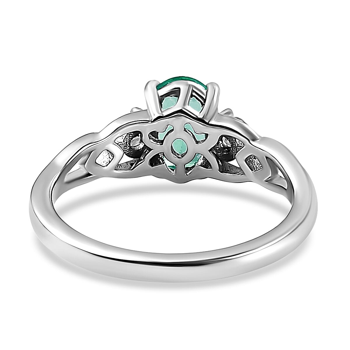 Grandidierite and Natural Zircon Ring in Platinum Overlay Sterling