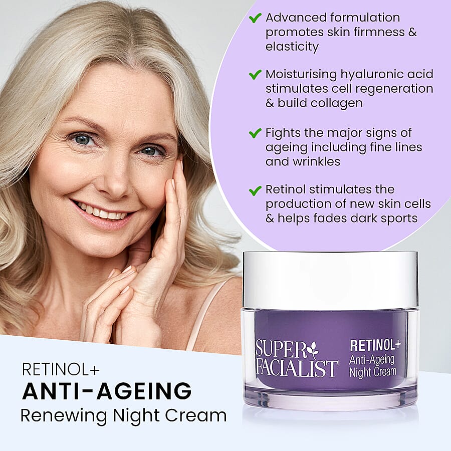 Super Facialist 50ml Retinol Night Cream Anti-Ageing Renewing
