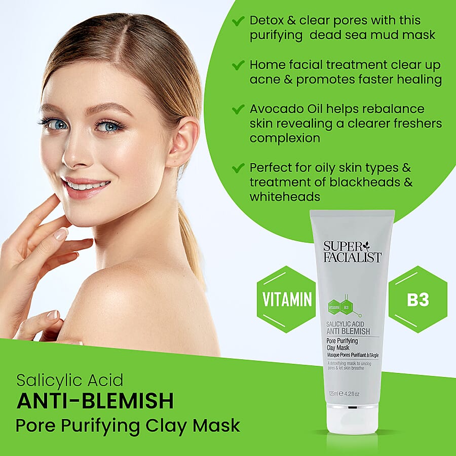 Super Facialist 125ml Salicylic Acid Clay Mask Anti Blemish Pore Purifying