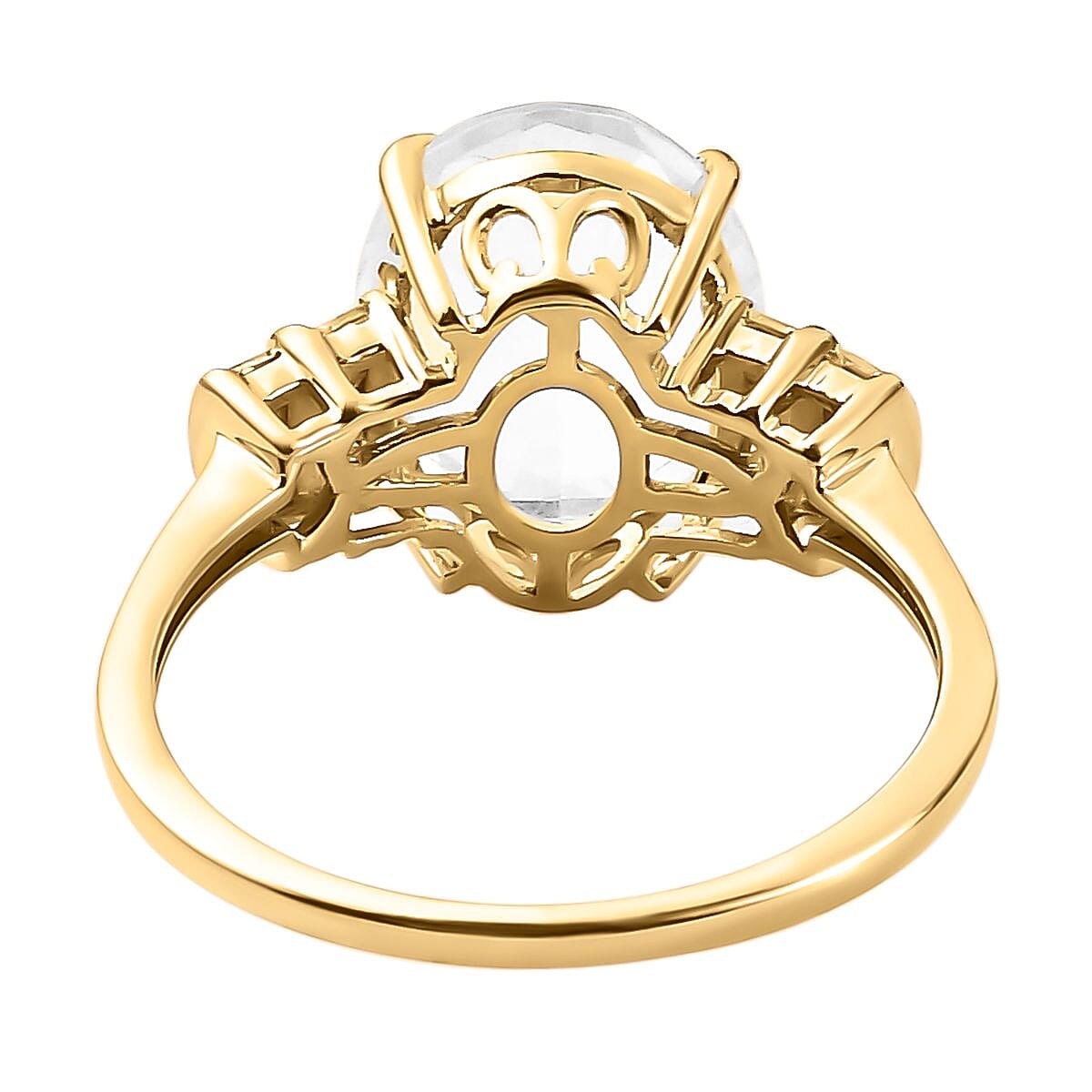 9K Yellow Gold Hyalite Opal and Diamond Ring 2.68 Ct.