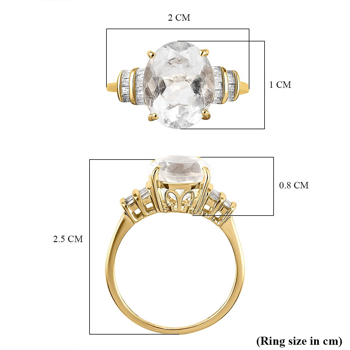 9K Yellow Gold Hyalite Opal and Diamond Ring 2.68 Ct.