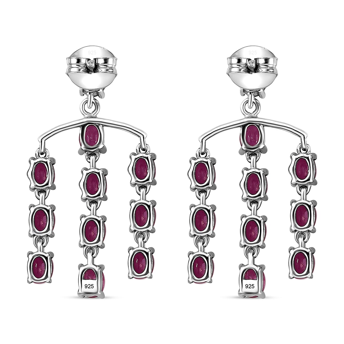 Cabo Delgado Ruby Dangling Push Back Earrings in Platinum Overlay Sterling Silver 5.50 Ct.