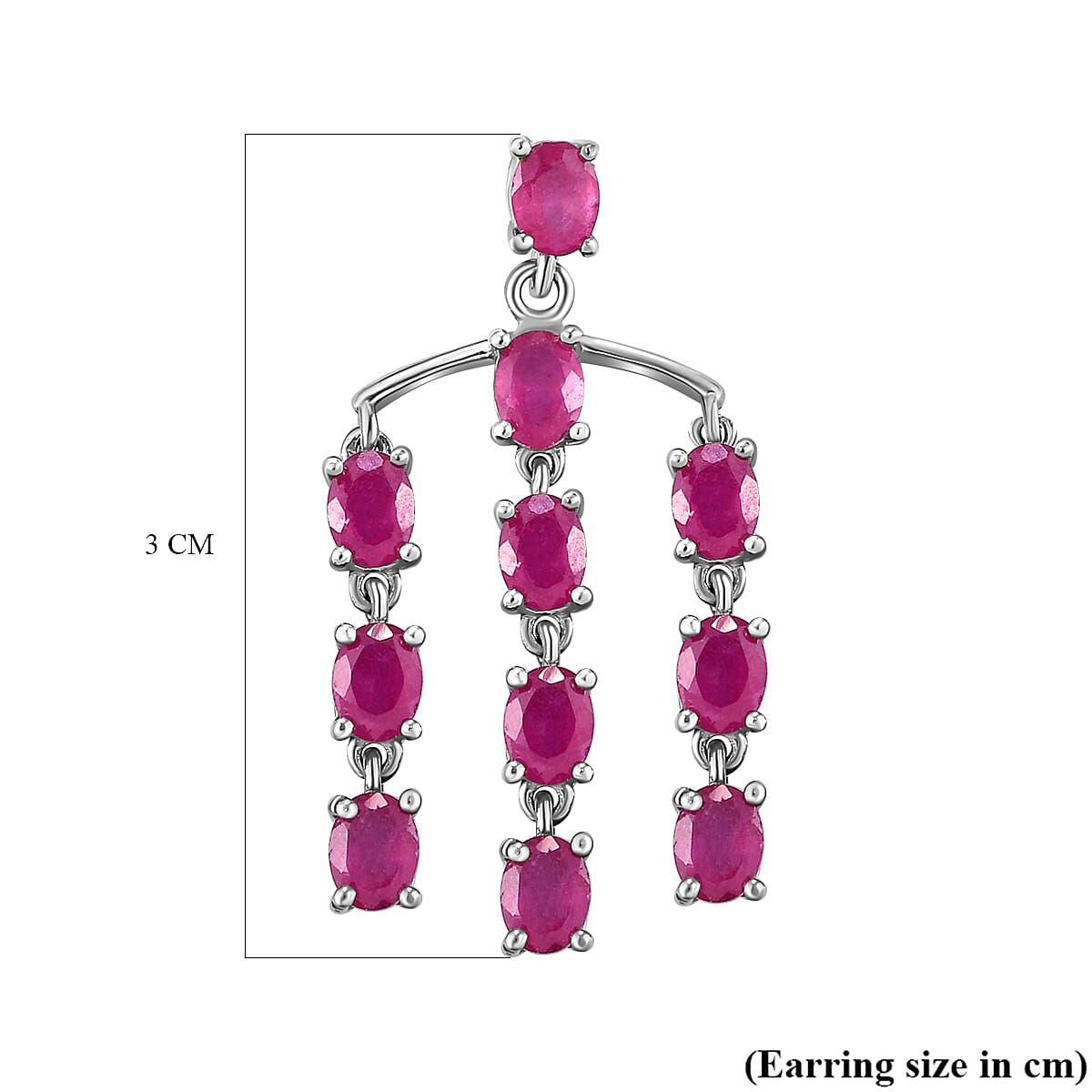 Cabo Delgado Ruby Dangling Push Back Earrings in Platinum Overlay Sterling Silver 5.50 Ct.