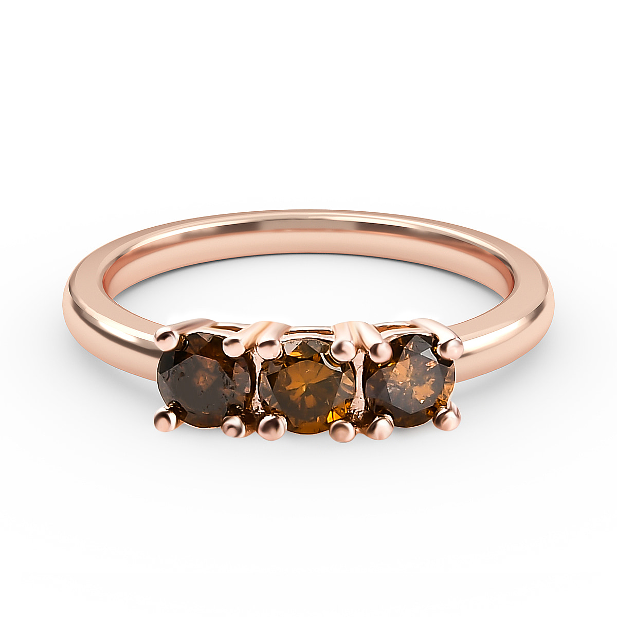 Monster Deal - Red Diamond Trilogy Ring in Vermeil Rose Gold Sterling Silver 0.50 Ct.