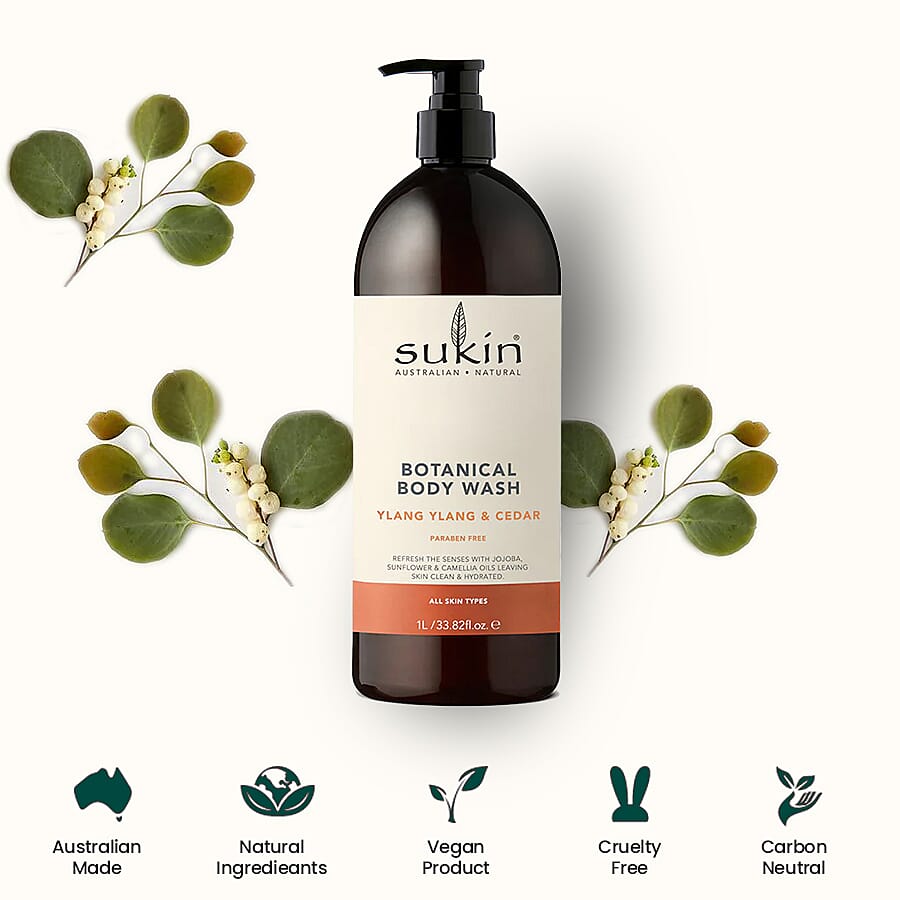 Sukin-Ylang Ylang & Cedar Body Wash - 1 Litre