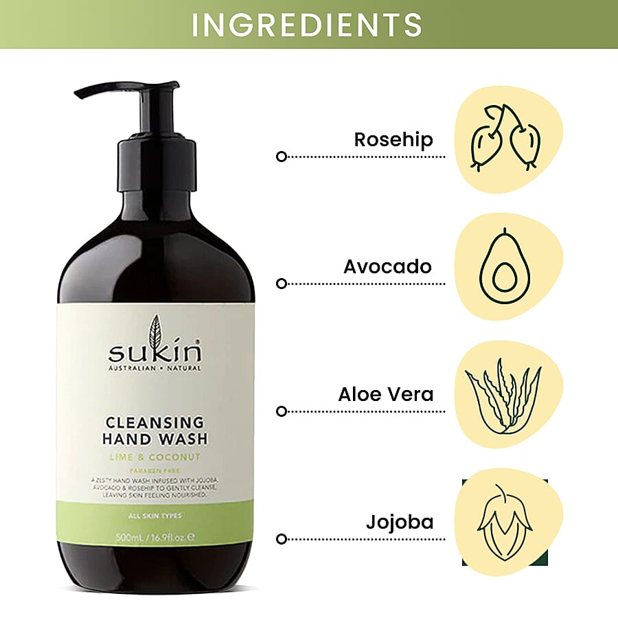 Sukin-Cleansing Hand Wash Lime & Coconut Handwash - 500ml Sukin-Cleansing Hand Wash Lime & Coconut Handwash - 500ml