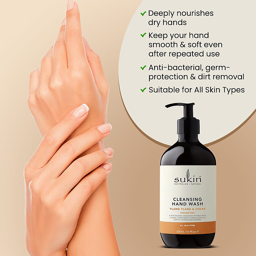 Sukin-Cleansing Hand Wash Pump Ylang Ylang & Cedar - 500ml