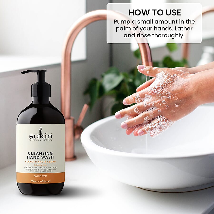 Sukin-Cleansing Hand Wash Pump Ylang Ylang & Cedar - 500ml