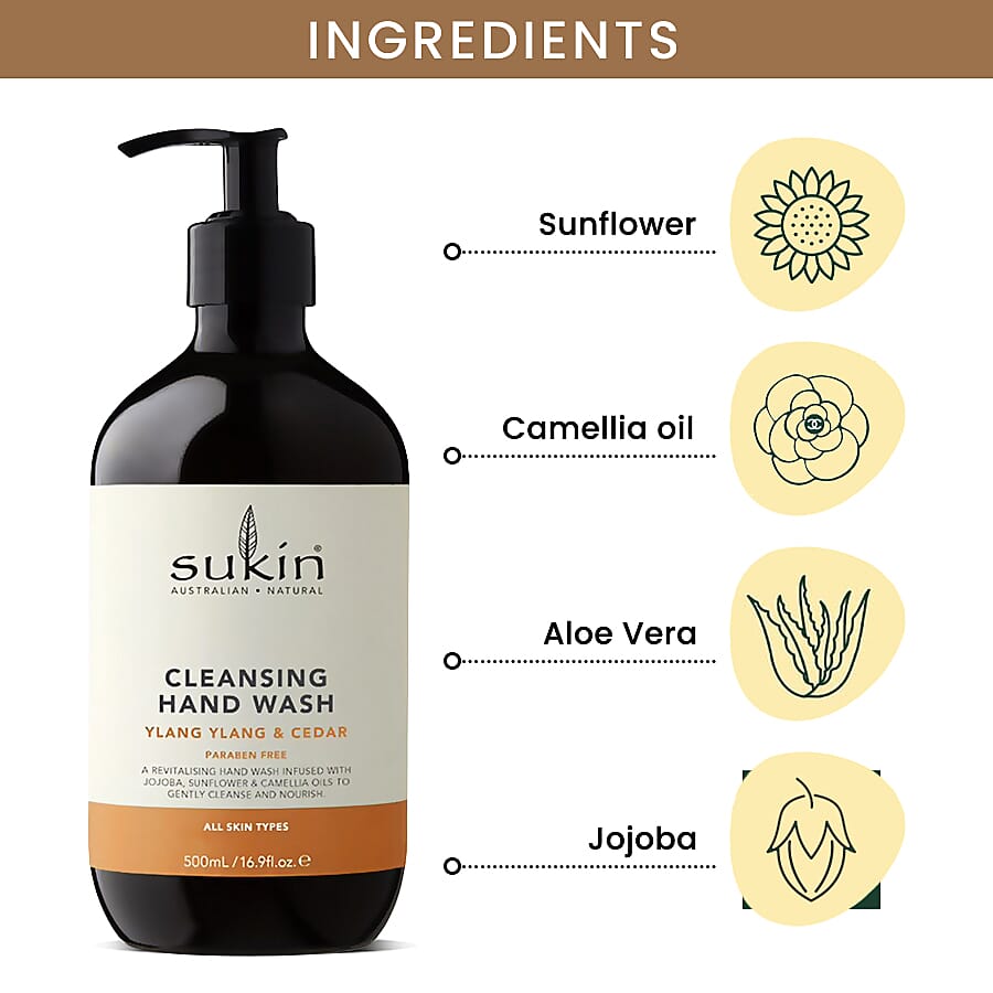 Sukin-Cleansing Hand Wash Pump Ylang Ylang & Cedar - 500ml