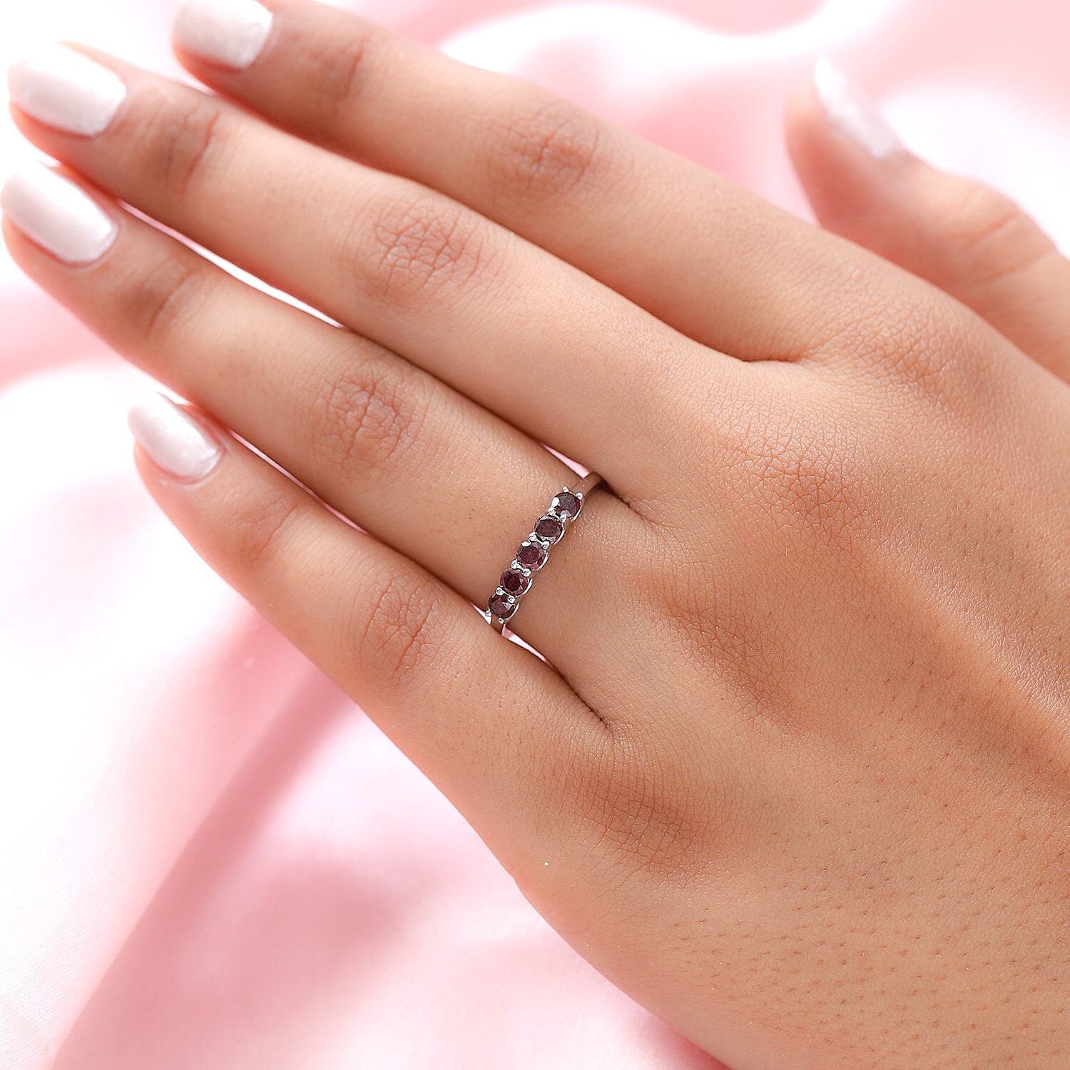 Close Out- 9K White Gold Purple Diamond 5 Stone Ring 0.50 Ct.