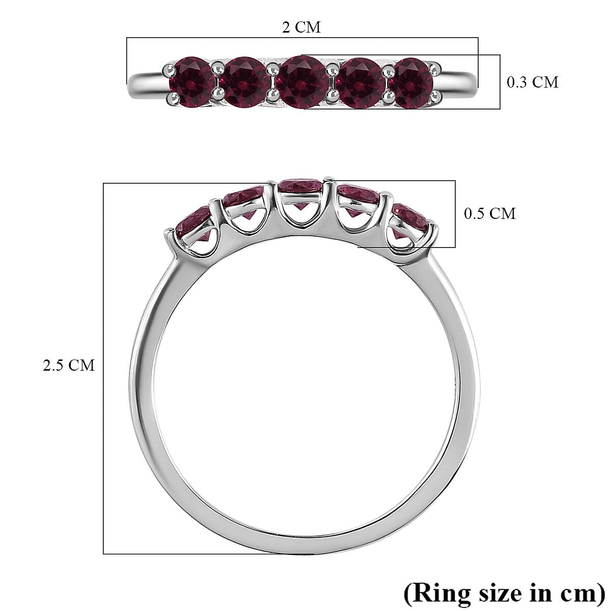 Close Out- 9K White Gold Purple Diamond 5 Stone Ring 0.50 Ct.