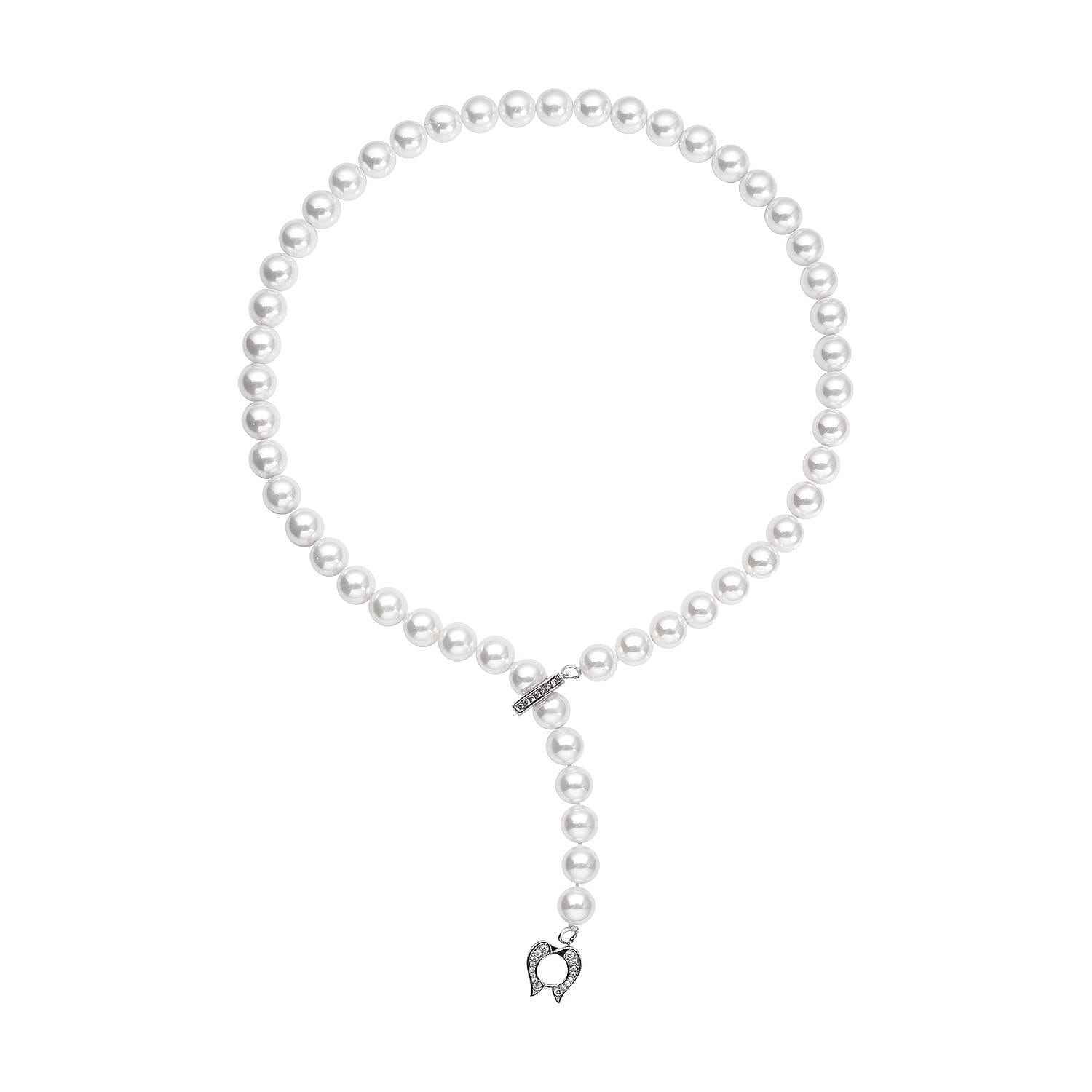  White Shell Pearl , White Cubic Zirconia Necklace (Size - 22) Pure White Brass 336.00 ct
